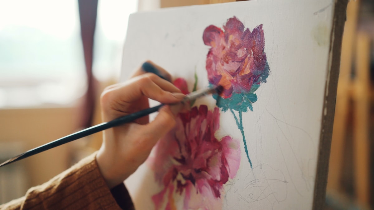 Person engaged in creative skill building activity
